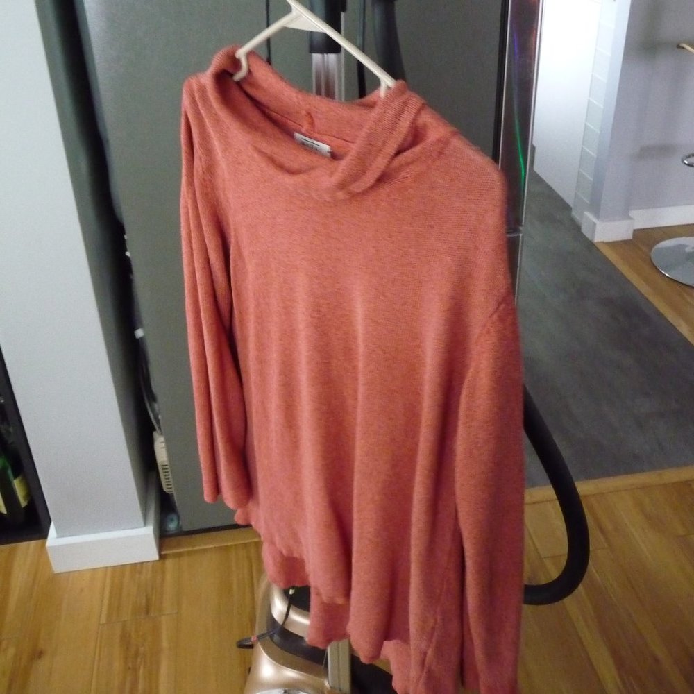 MASAI COPENHAGEN LINEN COTTON BLEND COWL NECK COLAR HIGH LOW HEM TUNIC SIZE XL
